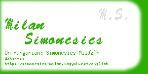 milan simoncsics business card